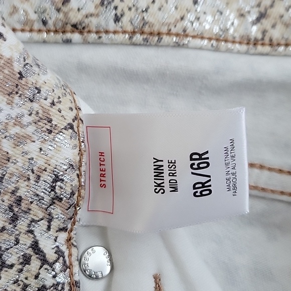 Express Mid Rise Skinny Jeans Foil Snakeprint 6R - Picture 3 of 6